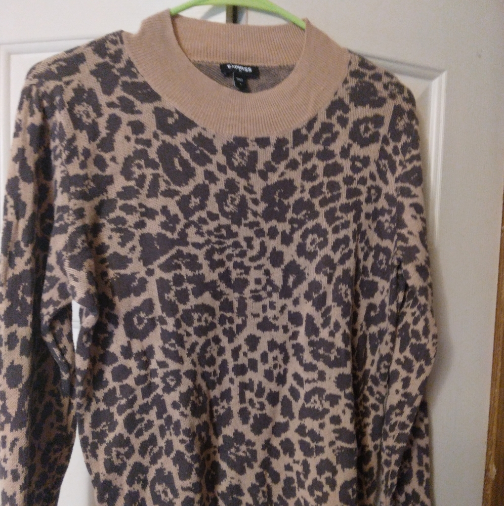 Express crop sweater size large leopard print